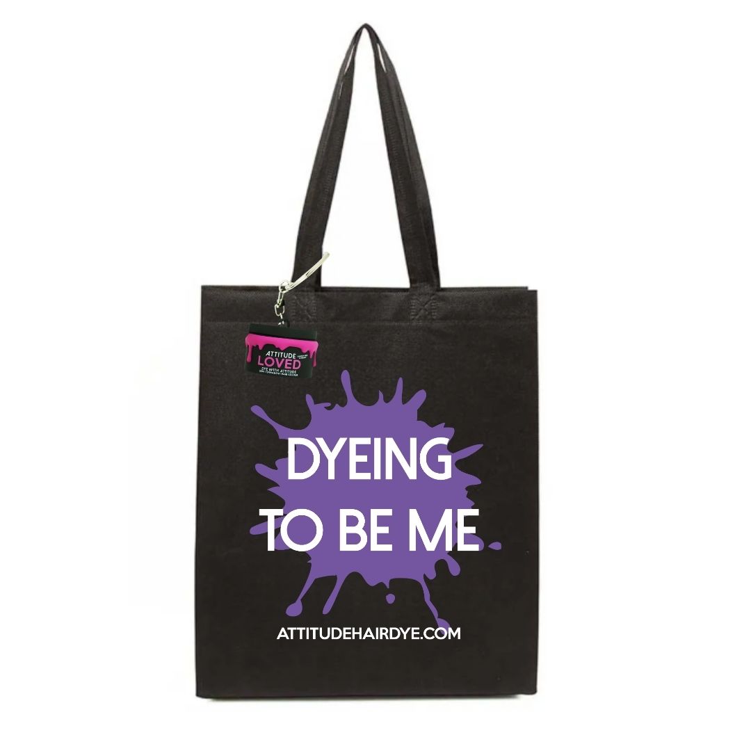 Attitude Hair Dye - "Dying to be me" met Sleutelhanger Tote bag - Zwart/Paars
